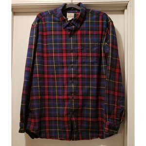 Men's L.L. Bean Plaid Flannel Size XXL Regular Traditional Fit Blue Green Red